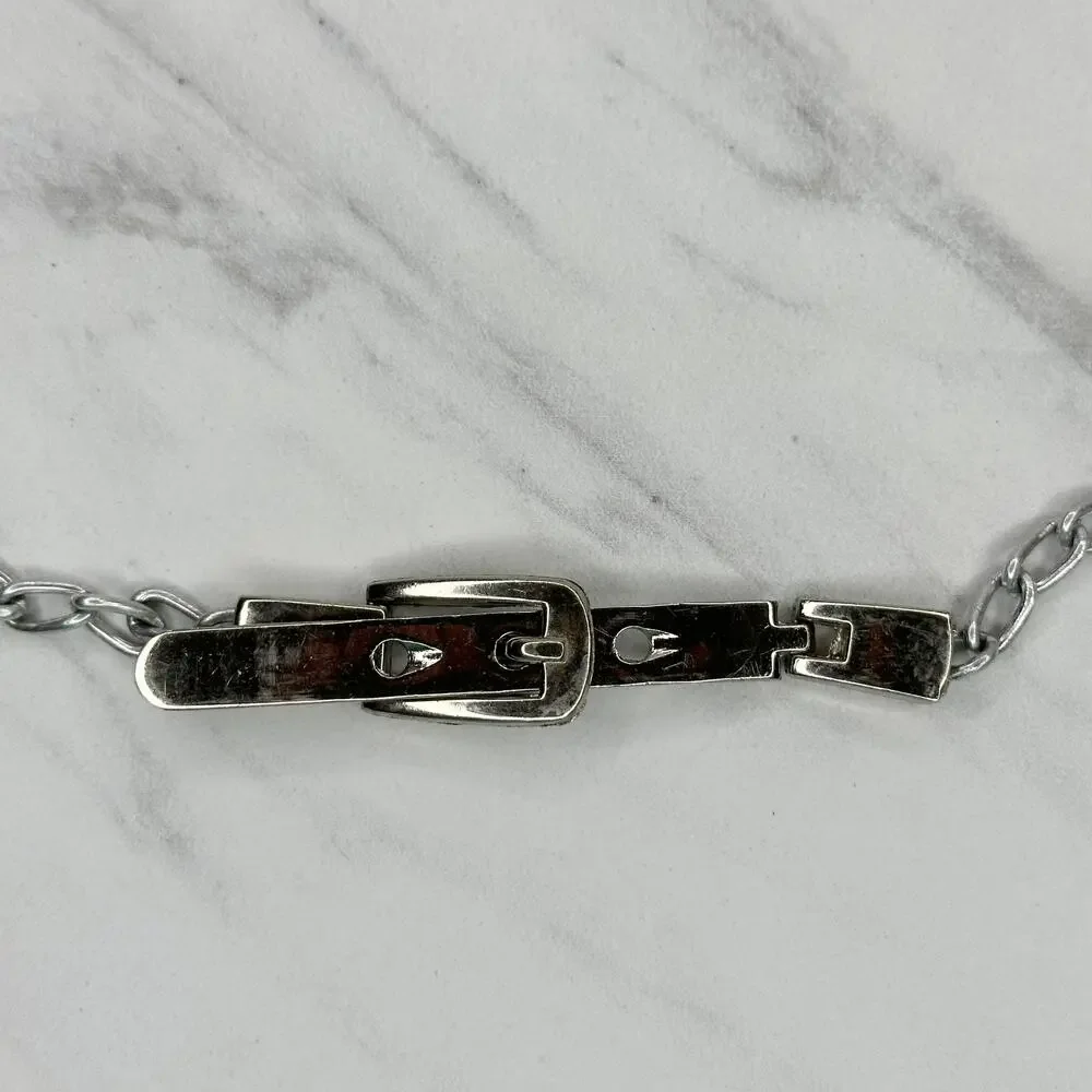 Silver Tone Metal Chain Link Belt Small Minimalist ✨